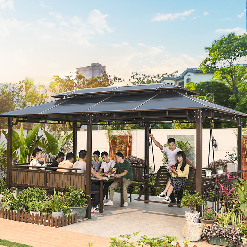 Outdoor Cool Kiosk SWING SET RELAXATION VIEW PAVILIONS YARD GARDEN TERRACE GARDEN TERRACE BY COOL SHED SHADE PAVILIONS COOL PAVILIONS