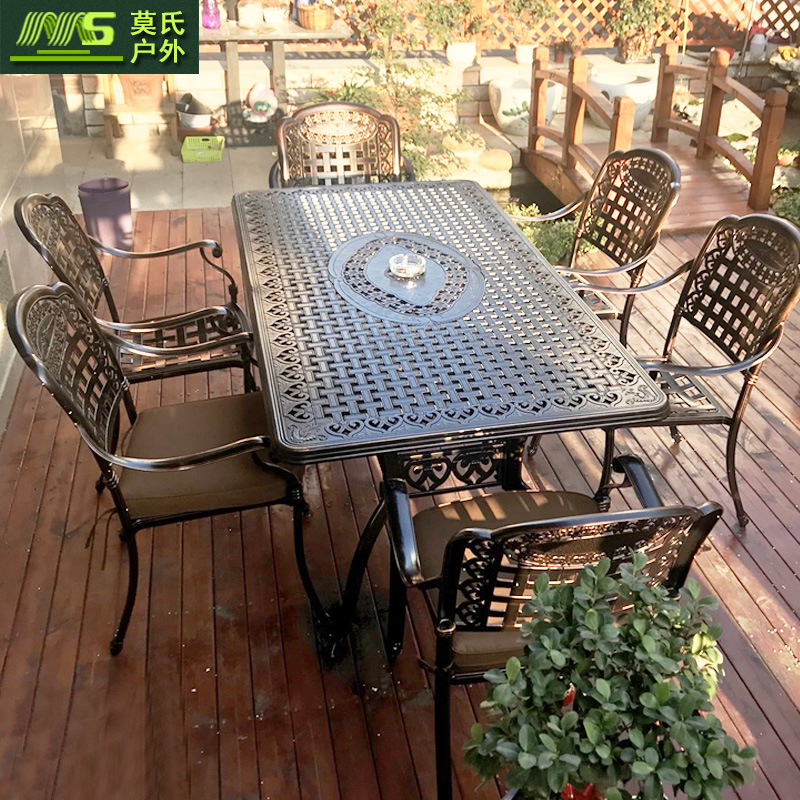 Outdoor Cast Aluminum Table And Chairs Villa Courtyard Garden Casual Table And Chairs Outdoor Open-air Balcony Terrace Ostyle Iron Art Table And Chairs