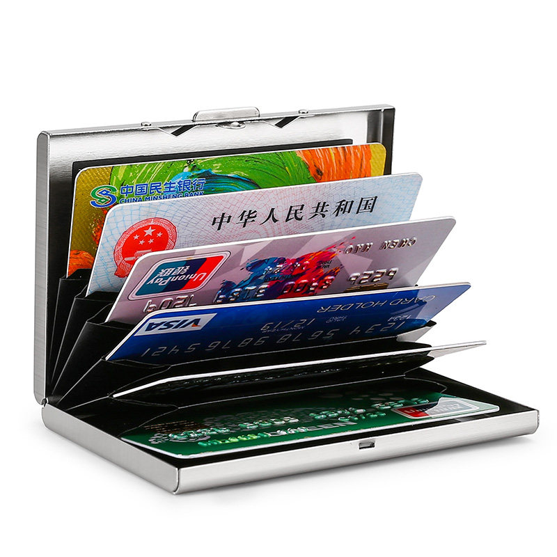 Stainless steel card case men's metal card case anti-degaussing simple card holder ultra-thin small card box business card storage bag - Taobao