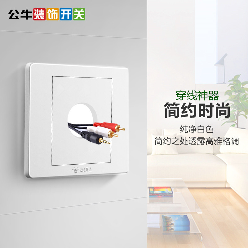 tivi lg 43 inch Bull socket trắng bảng điều khiển TV tường lỗ điền trang trí trong và ngoài dòng bảng trắng Bảng điều khiển cáp HDMI - TV tivi sony 55