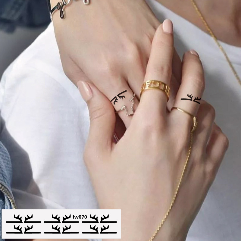 Small fresh mini arm finger nose 6 small antler rings deer rice antler tattoo stickers waterproof LW070