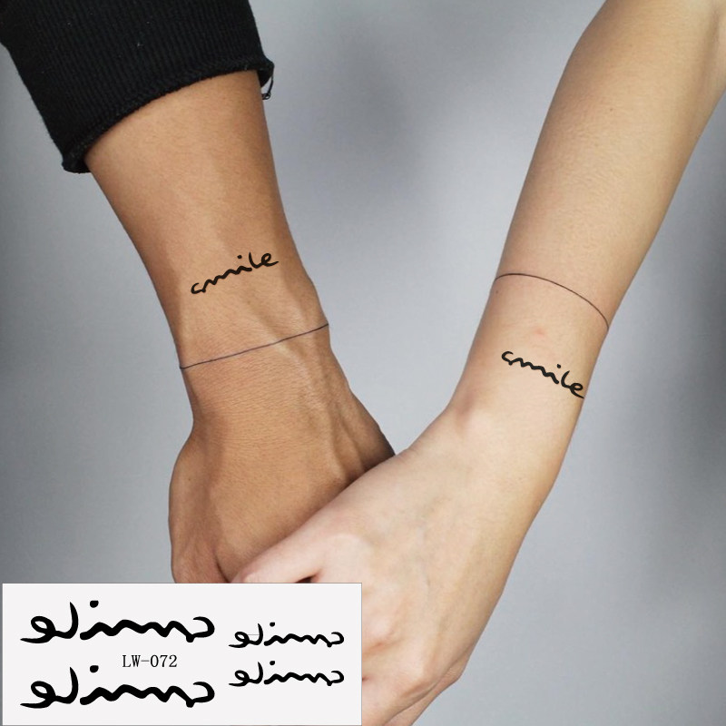Xiaoxin Xiao girl pupils arms wrist chest shoulder foot English letter smile tattoo with waterproof LW072