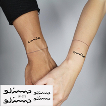 Small frescoed little female student arm wrist breast shoulder foot English letter smiling and happy tattoo sticker waterproof LW072