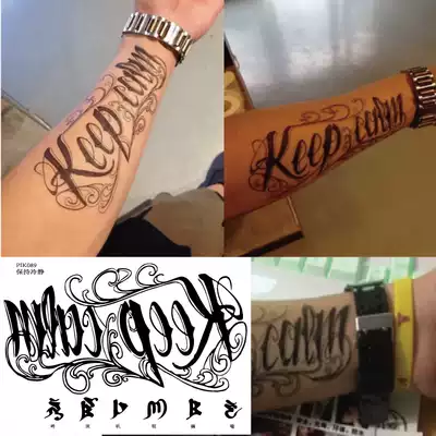 European and American arm wrist chest foot finger keep calm English letter Sanskrit six-character truth tattoo sticker waterproof P089