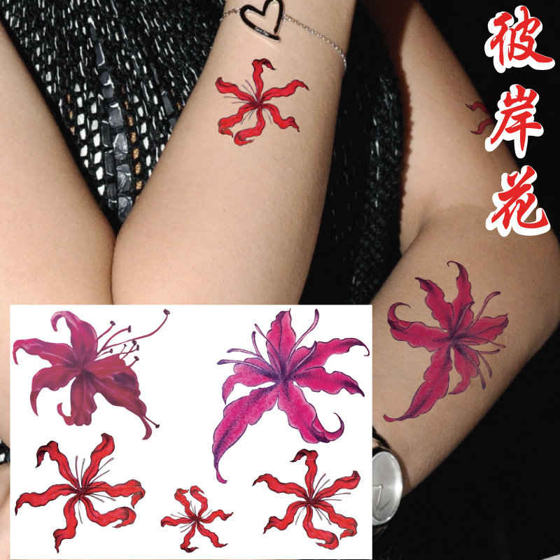Small fresh sexy leg arm wrist clavicle flower tattoo stickers red other side flower tattoo stickers waterproof female P128