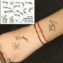 Small Fresh Personality Cute Arm Small Plane English Letter Sun Flowers Tattoo Sticker Waterproof Lasting K044