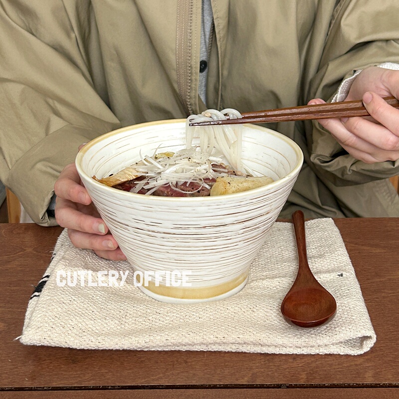 Cutlery丨Special Bowl-Shaped Japanese-Style Conical Bowl for One Person, Textured Ceramic Ramen Curry Soup Bowl Cutlery丨Special Bowl-Shaped Japanese-Style Conical Bowl for One Person, Textured Ceramic Ramen Curry Soup Bowl