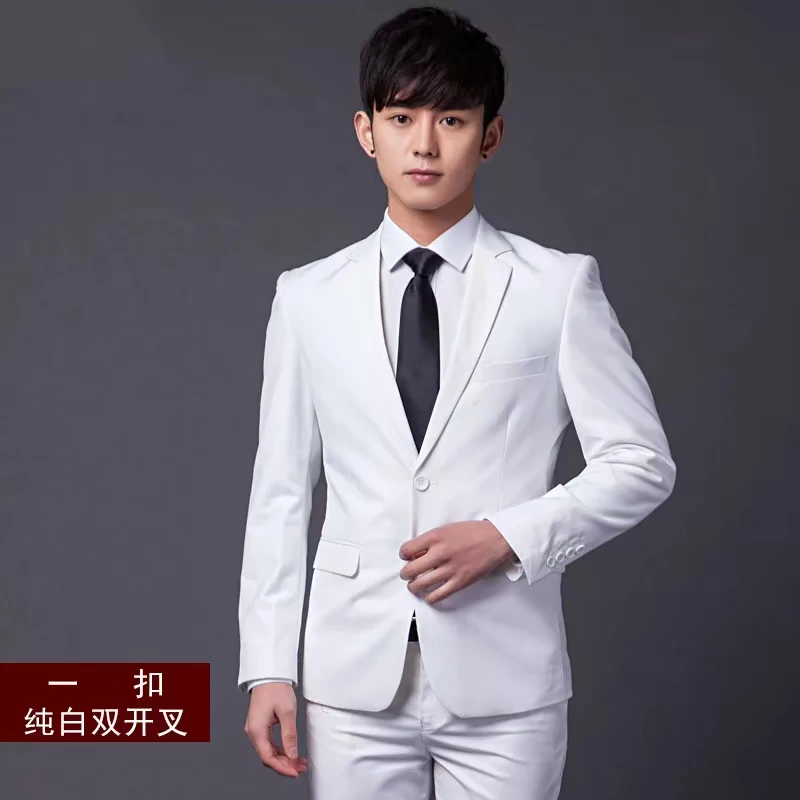 Bộ đồ mùa đông cho nam màu trắng áo khoác blazer nam