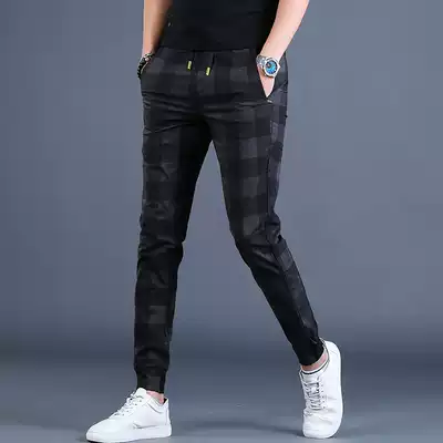 2021 summer men's casual pants Plaid Tide brand Haren pants small feet pants trend casual pants men's tide