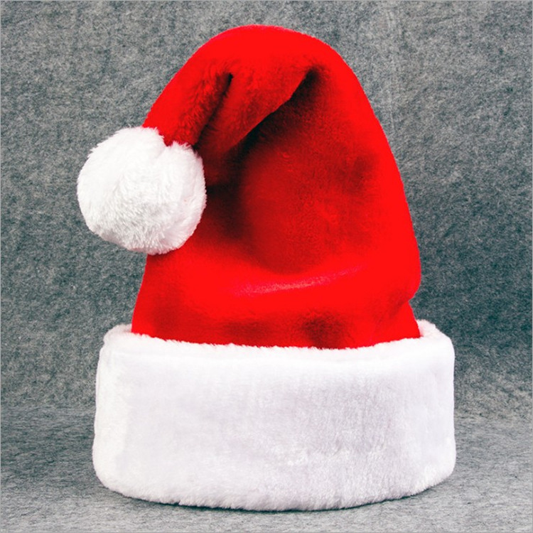 Golden velvet Christmas hat thickened with long plush Christmas hat adult children Christmas Day parties dress up headgear