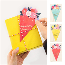 Mothers Day Korea Creative Three Fold Bouquet Greeting Cards Florist Thanksgiving Wishes Thank You Message Small Card Paper PAPER TAPE ENVELOPE