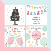 Birthday Cards Cute Cartoon Children Birthday Party Invitation Letter Blessing Upscale Employees Bronzing Message Small Cards