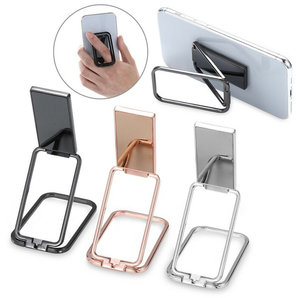 Ultra-thin folding rotatable universal back-mounted mobile phone ring flat magnetic suction car metal live broadcast bracket