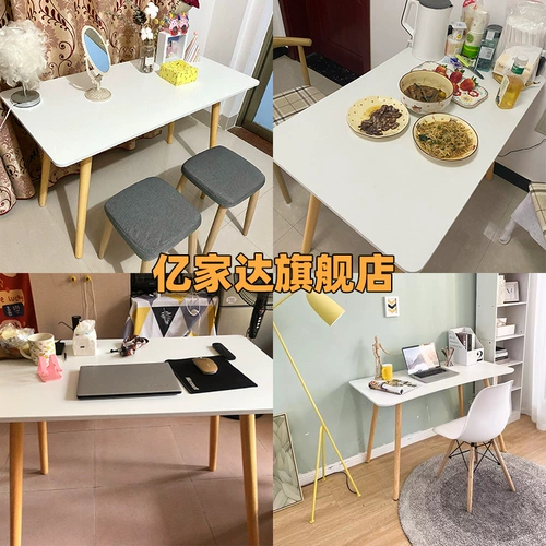 Обеденный стол, маленький квадратный стол, сплошные деревянные ножки, обеденный стол, маленький домик домохозяйства, современный простой бревенчатый стол и комбинация стула