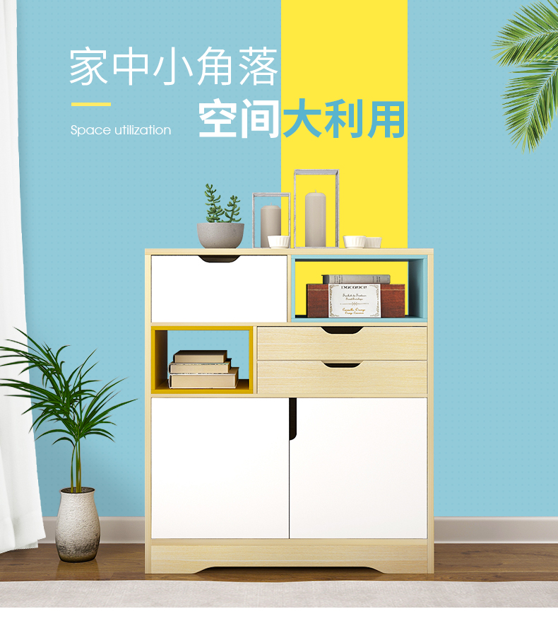 Lên đến một trăm triệu ra khỏi Dải cửa tủ sách tủ sách tủ sách Bắc Âu hiện đại nhỏ gọn lưu trữ nội các tủ lưu trữ thay đồ - Buồng mẫu tủ quần áo 4 buồng