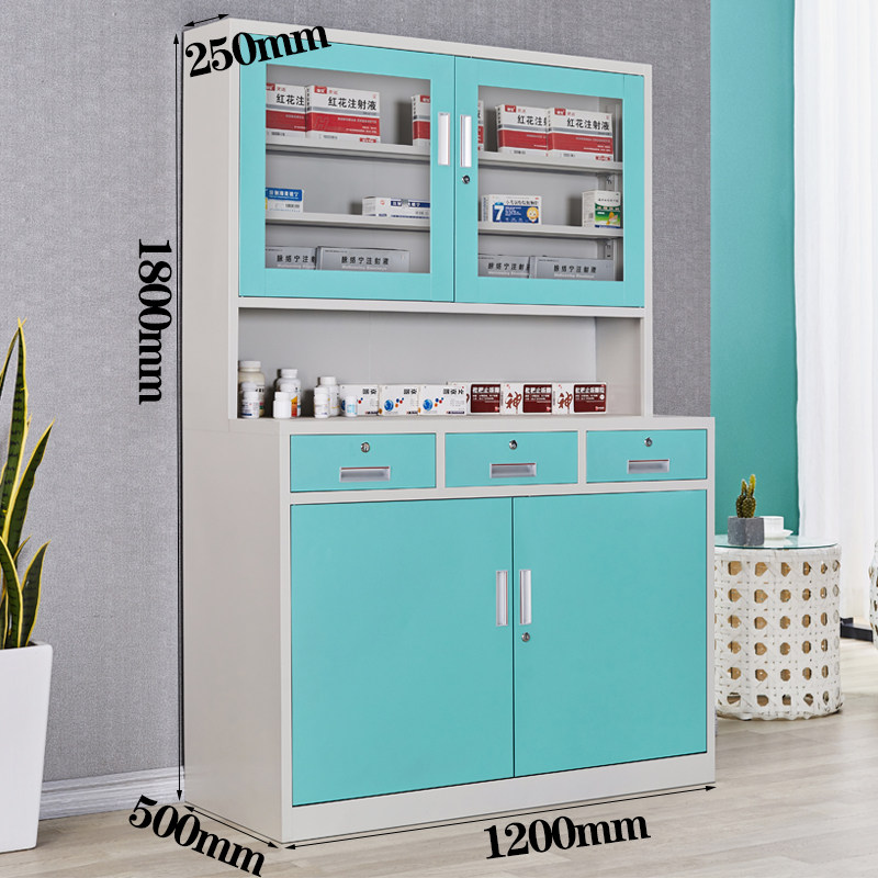 Suzhou hospital clinic steel thickened length 1 2m western medicine cabinet with lock medicine cabinet stainless steel 304 medicine cabinet