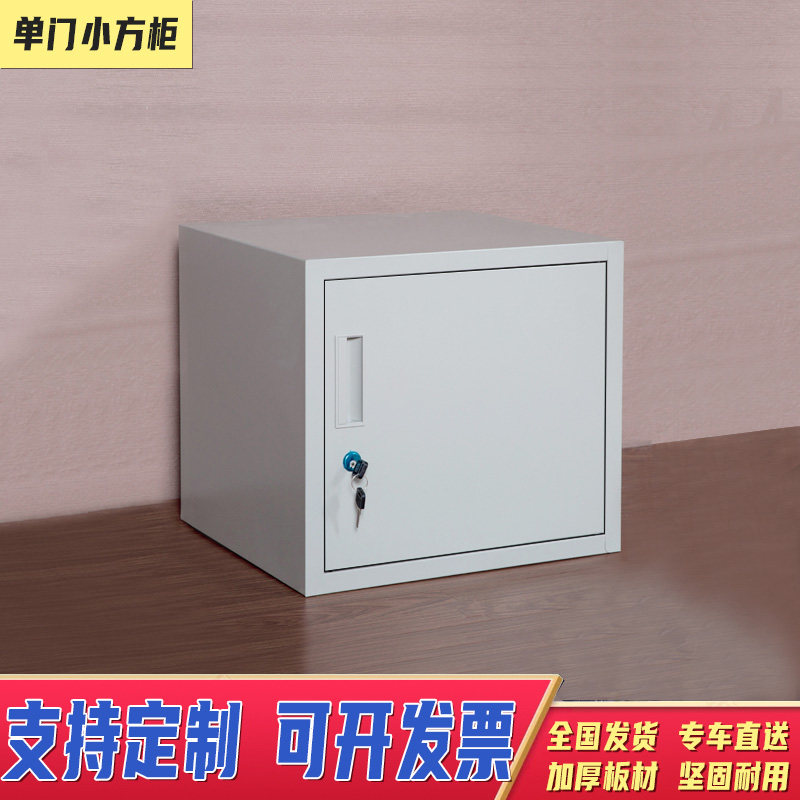 Steel food additive special cabinet iron leather single door small square cabinet school bookcase stainless steel belt lock cabinet