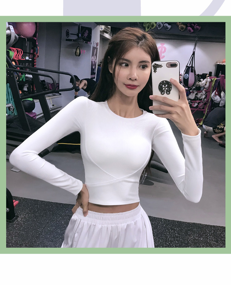 Сексуальный спортивный быстросохнущий лонгслив для спортзала, эластичная одежда для йоги, в обтяжку, популярно в интернете, для бега 