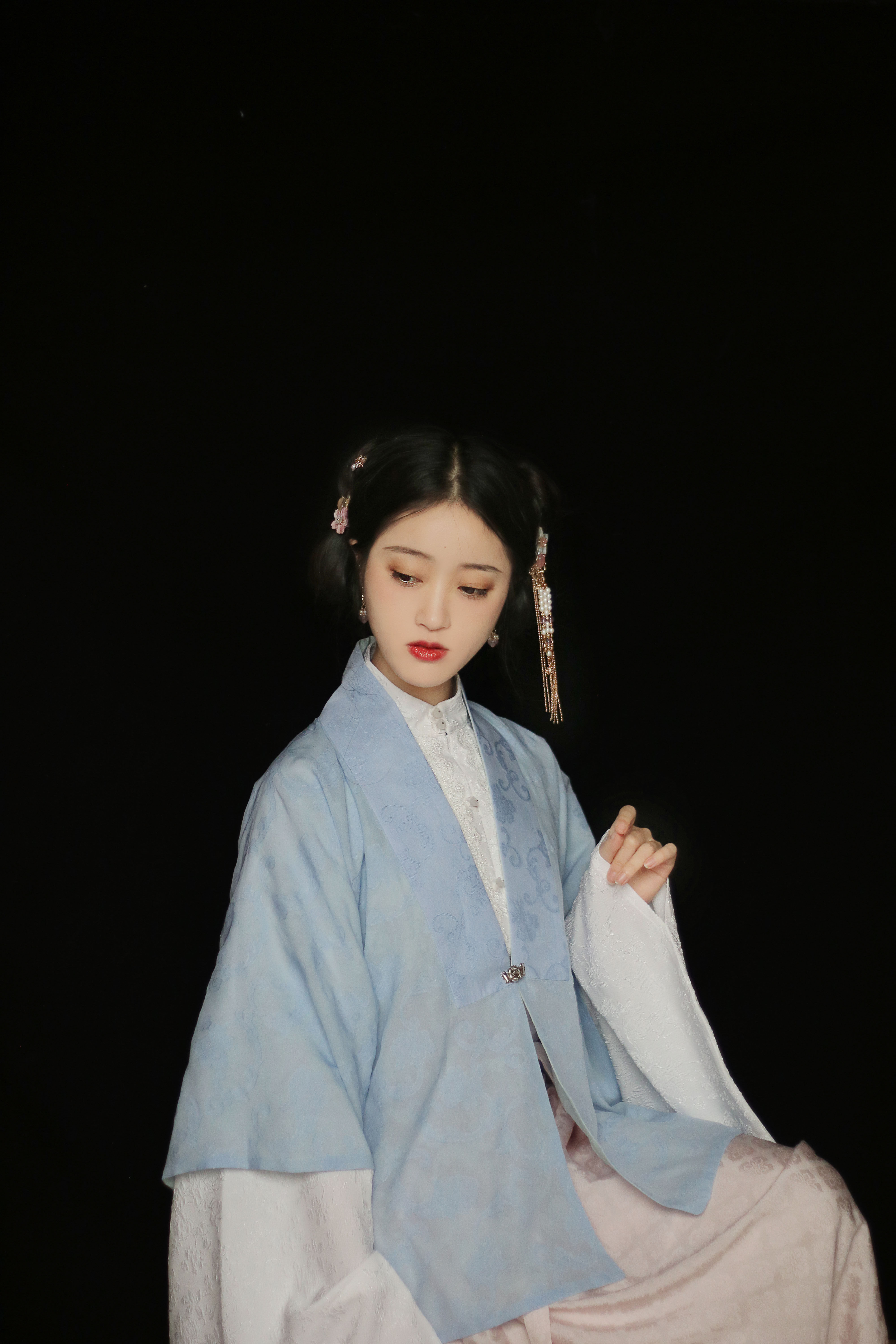 (Painted) True Silk Ming-made Han suit Two sides wearing straight collar pair of front and half sleeves