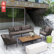 Outdoor sofa open-air garden vines Rattan Sofa Tea Table Combined Balcony Casual Vines Sofa Patio Sofa waterproof