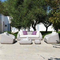 Outdoor sofa courtyard outdoor waterproof sunscreen rattan sofa coffee table combination outdoor balcony leisure double sofa