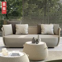Outdoor Sofa Villa Patio Eu Style Rattan Sofa Tea Table Combined Sales Office Open Air Balcony Vine Art Sofa