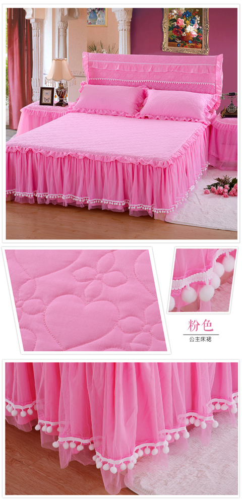 Cotton Hàn Quốc công chúa ren giường váy ba mảnh phù hợp với khăn trải giường bông dày trượt giường một mảnh bộ doanh nghiệp giường nắp bảo vệ - Váy Petti váy giường khách sạn