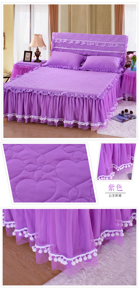 Cotton Hàn Quốc công chúa ren giường váy ba mảnh phù hợp với khăn trải giường bông dày trượt giường một mảnh bộ doanh nghiệp giường nắp bảo vệ - Váy Petti váy giường khách sạn