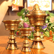 Nepal butter lamp holder pure copper butter lamp oil supply lamp eight auspicious lamp butter lamp antique Chinese candlestick