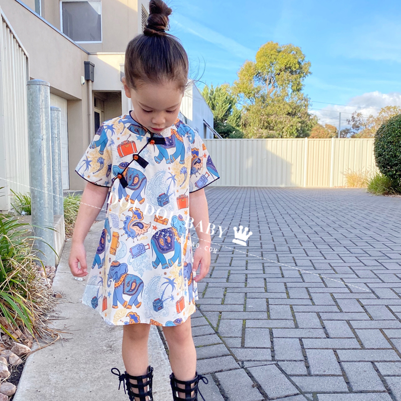 Little Girl Qipao 2021 Summer Dress New Girl Skirt Child Baby Retro Qipao Dress Loose and thin Flagship Robe