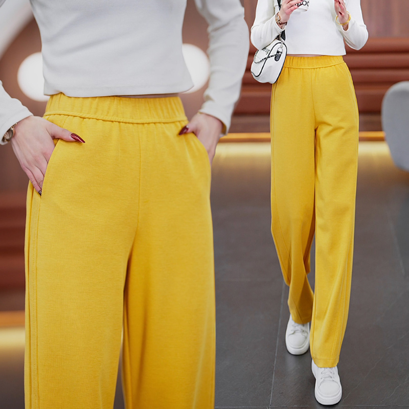 Woodpecker Yellow Straight-Leg Casual Pants for Women, Spring and Summer Sports Pants, 2025 New Loose Drape Banana Sickle Pants