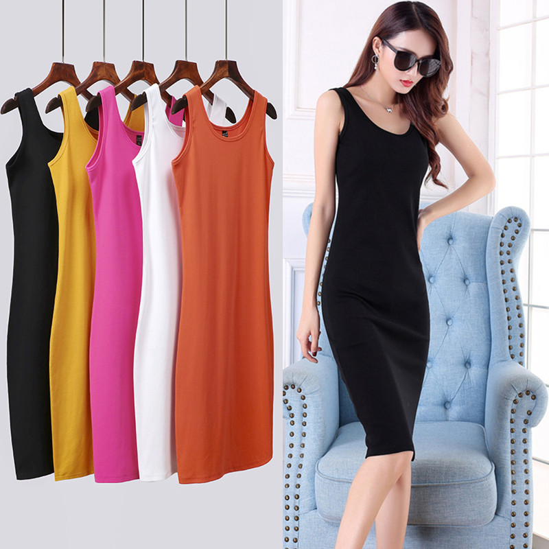 Camisole Dress for Women, Summer Sleeveless Base Dress, Korean Style Slim Fit, Mid-Length Bodycon Dress, Versatile Dress Camisole Dress for Women, Summer Sleeveless Base Dress, Korean Style Slim Fit, Mid-Length Bodycon Dress, Versatile Dress