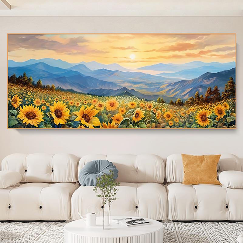 Chinese Sunflower Sunflower Warm and Beautiful Artistic Conception Living Room Decoration Background Wall Mural Self-Adhesive Painting