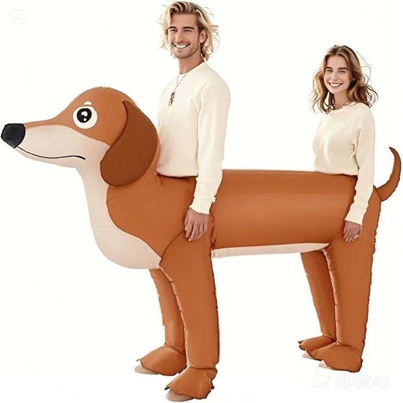 Halloween Funny Puppy Inflatable Costume Adult Cartoon Animal Clothes Brown Couple Inflatable Costume
