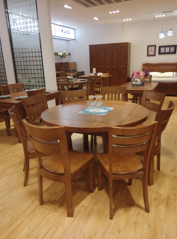 Mu Niu nội thất tất cả bàn ghế gỗ cao su đặc gỗ kết hợp đa chức năng có thể thu gọn gấp bàn vuông bàn tròn bàn ăn - Bộ đồ nội thất ghế gấp thông minh