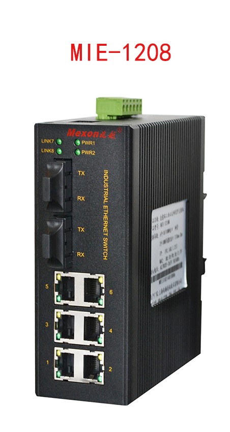 Mega Yue MIE1208 card rail type 6 electric 2 optical 100M non-network management 6FE 2F industrial Ethernet switch Mexon