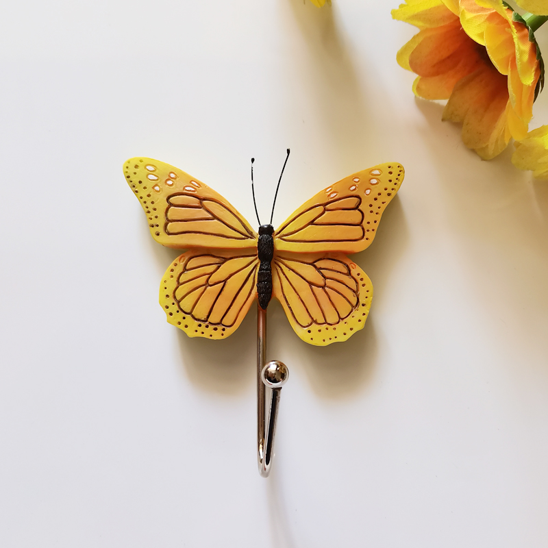 Creative resin butterfly strong non-marking sticky hook on the kitchen wall behind the bathroom door coat and hat-free nail-free punch-free hook