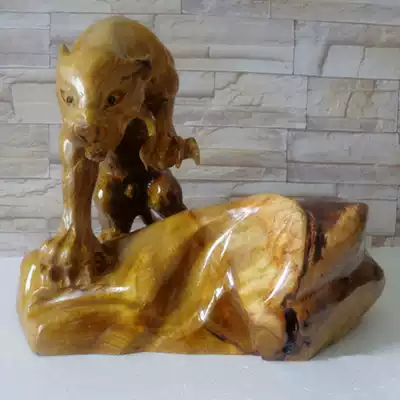 Root carving wood carving leopard root carving animal nanmu leopard gift ornaments nanmu leopard overall root carving