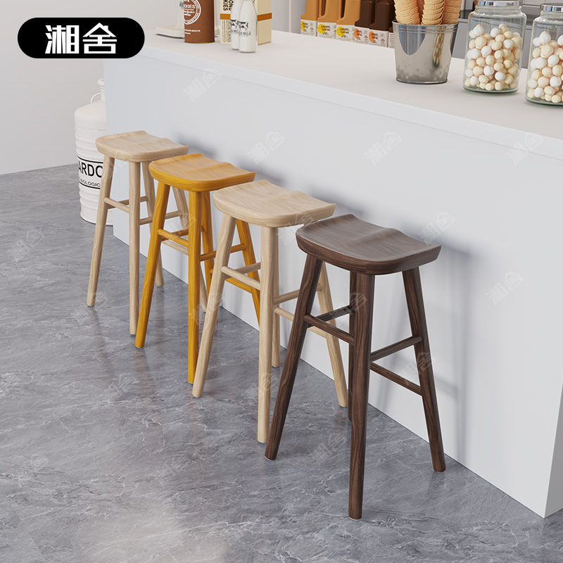 Nordic Bar Table Chair Solid Wood Bar Stool Home Chair High Footstool Mobile Phone Shop Stools Modern Minimalist Bar Stool