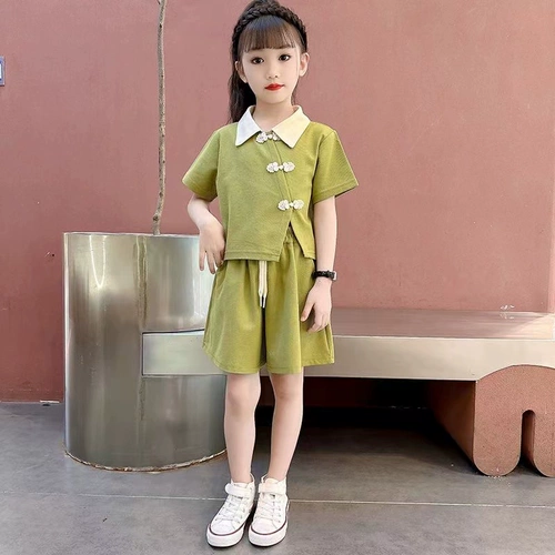 Летний комплект, футболка polo, шорты, китайский стиль, подходит для подростков