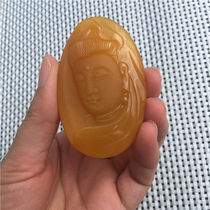 Natural Jade Yellow Dragon Jade A cargo seed Guanyin head pendant pendant fashion men and women neck Jade
