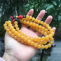 Natural Jade Yellow Dragon Jade A goods Myanmar yellow ball bead chain exquisite men and women necklace multi-circle bracelet bracelet gift