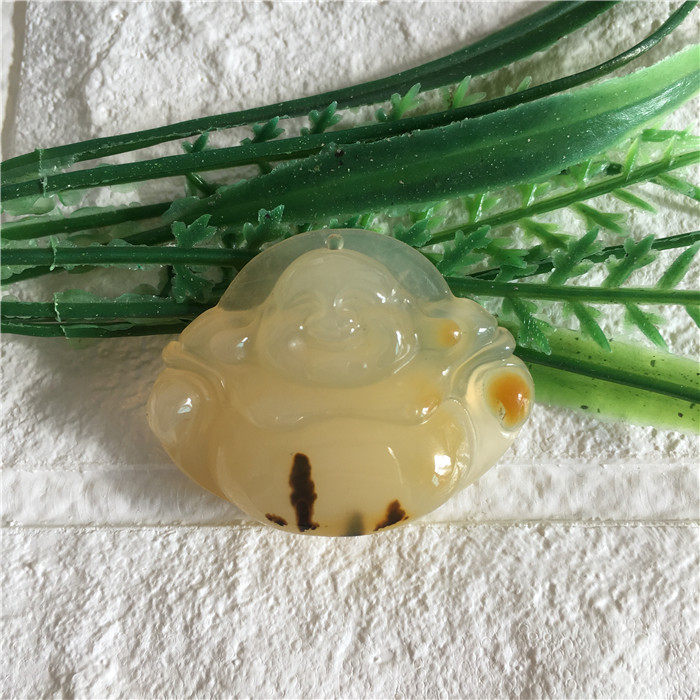 Natural jade jade yellow dragon Jade water plant flower Buddha pendant pendant fashion female neck jade