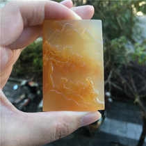 Natural Jade Yellow Dragon Jade A goods old material landscape brand pendant pendant fashion men and women models j neck jewelry Jade Pey gift