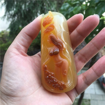 Natural Jade Yellow Dragon Jade A goods beautiful color handlebar beauty fashion men and women accessories hand play gift