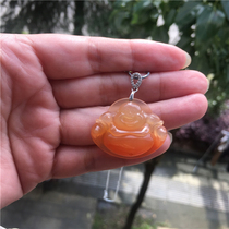 Natural Jade Yellow Dragon Jade A goods clever color big belly Buddha material pendant pendant fashion womens neck Jade