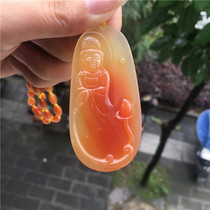 Natural Jade Yellow Dragon Jade exquisite eggplant mountain Guanyin pendant pendant fashion men and women neck Jade