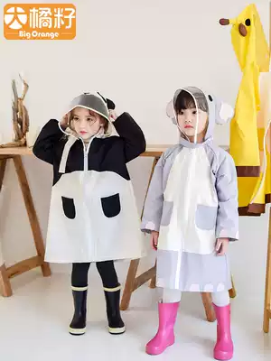 Baby kindergarten Primary School students panda children one-piece waterproof boy girl raincoat poncho with schoolbag cute shirt