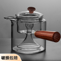 Side wood handle Teapot Heat-resistant glass thickened teapot Household double-gall filter cooking tea utensils Gift set