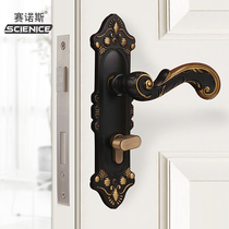 Cyanos European Door Lock Home Universal Indoor Bedroom Door Lock Black Yellow Antique Copper Room Wooden Door Lock Handle
